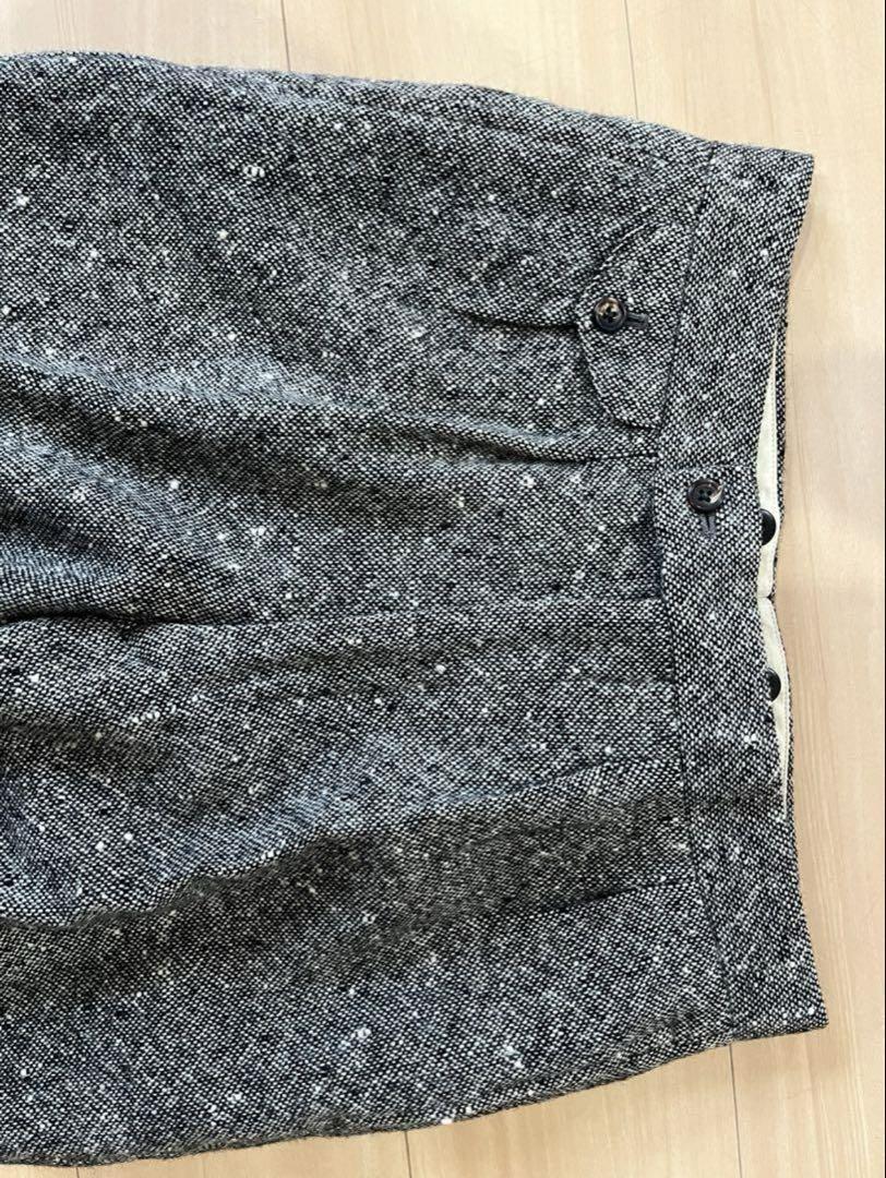 【冬バーゲン★】 ウール スラックス ネップ ごま塩 L グレー ストレート slacks パンツ