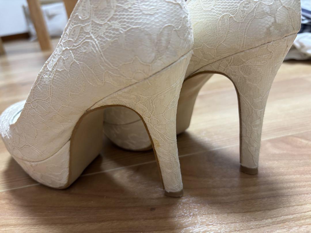 BENIR ホワイト ハイヒール パンプス ヒール12cm ウェディング