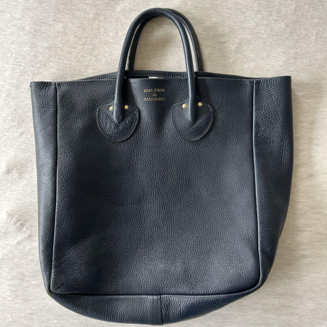 Young Olsen ネイビー　レザートートバッグ