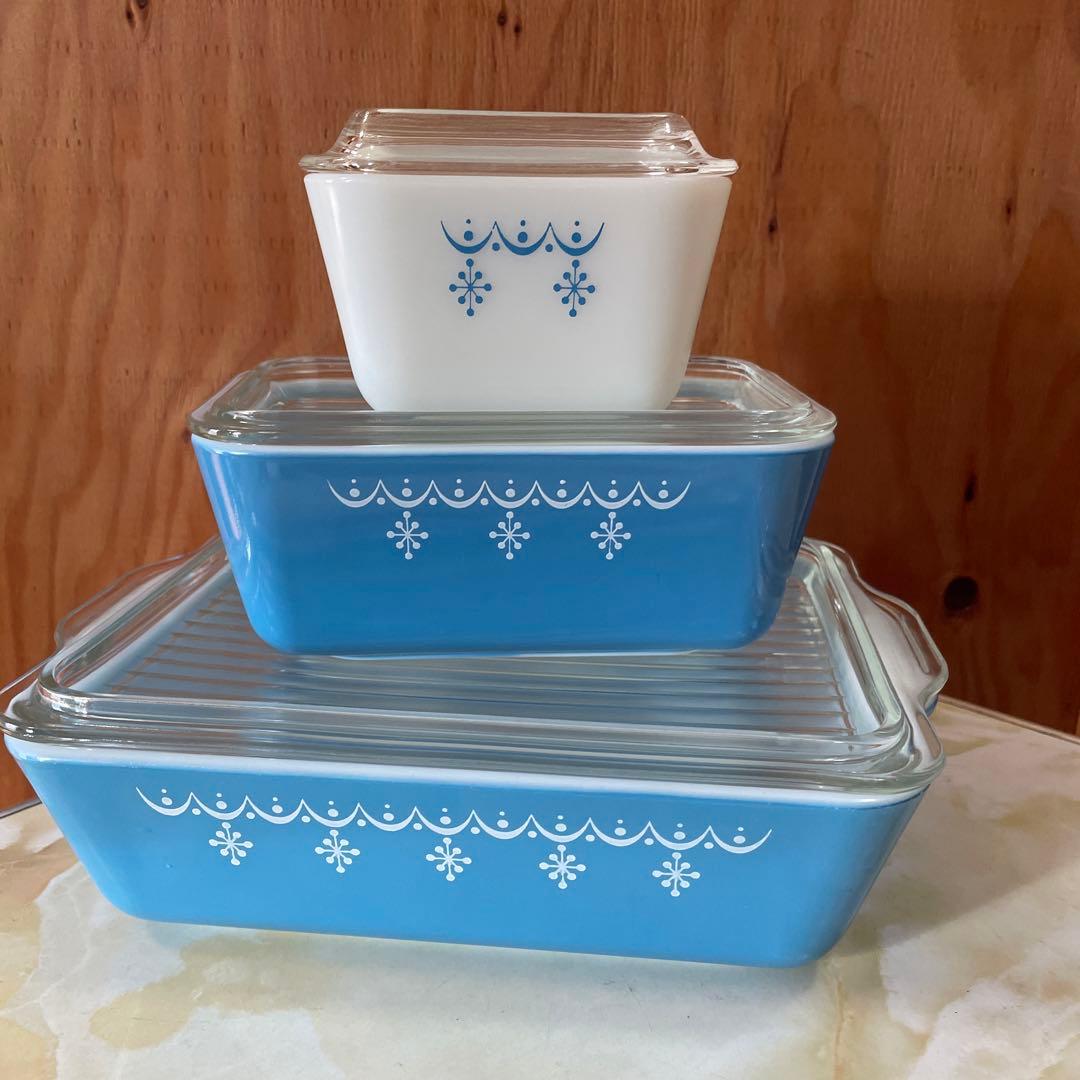 パイレックス リフ リフリジレーター スノーフレーク3点セットPyrex