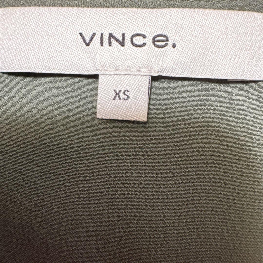 VINCE ヴィンス シルク ブラウス ディープグリーン カーキ