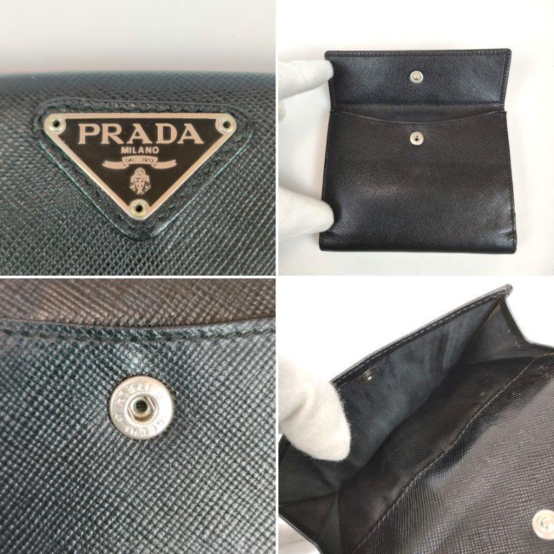 PRADA プラダ 三角ロゴ 二つ折り財布 サフィアーノレザー ブラック 正規品