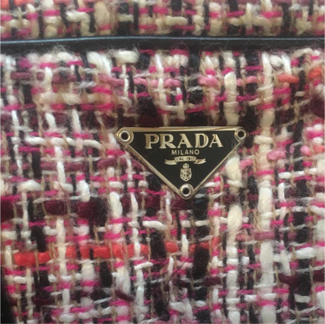 正規品HOT PRADA ブラウン×ピンク ha8qG-m44599666916 ツイード生地 定番