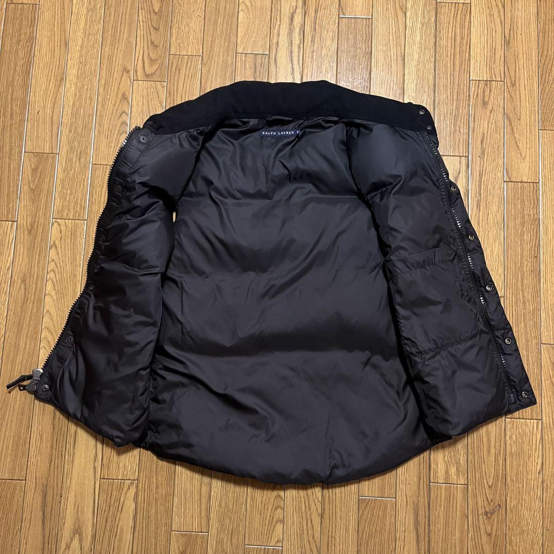 LRL ローレンラルフローレンエンブレムベストベロアブラックM