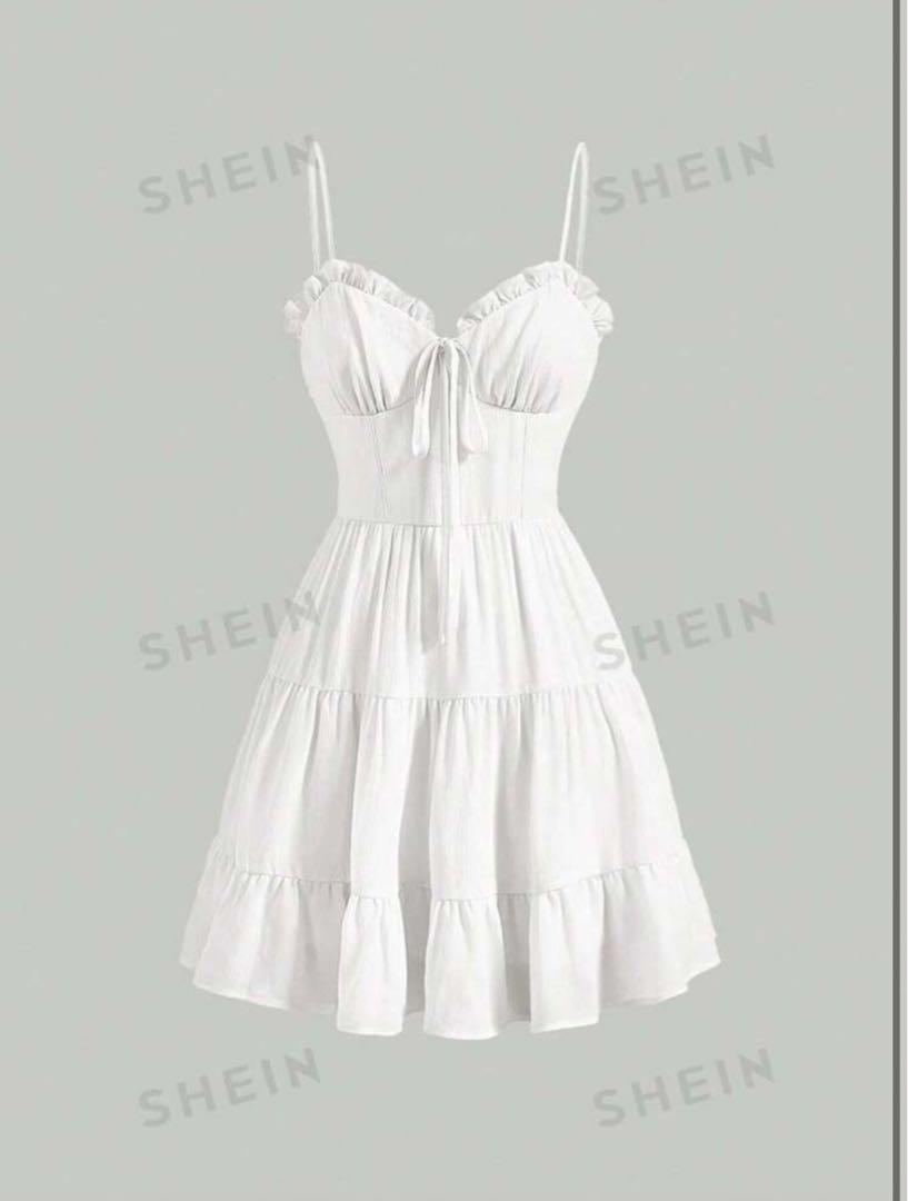 SHEIN MOD フリルトリム 前結び フリル裾 キャミドレス