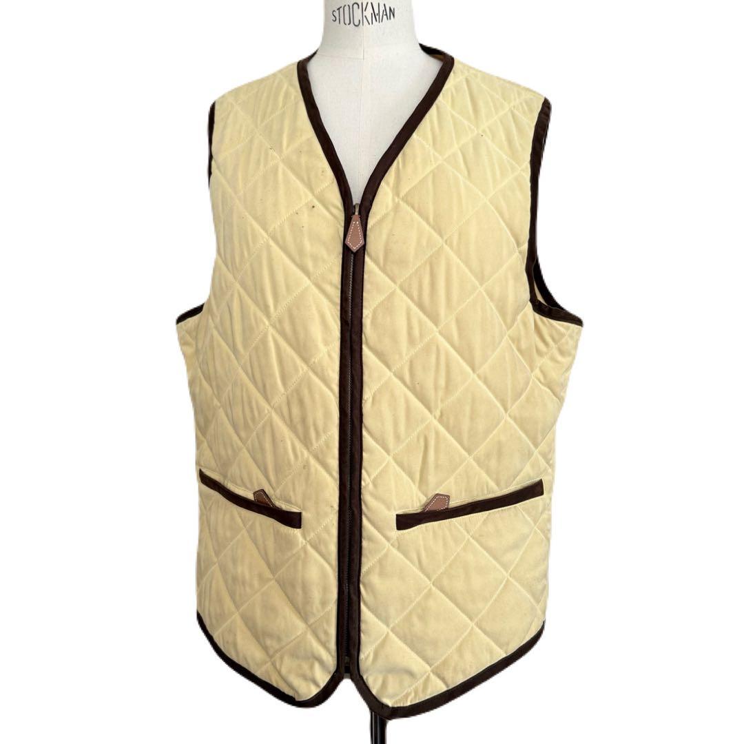 HERMES エルメス キルティング ベスト ベージュ×ブラウン サイズ 48M・HERMES