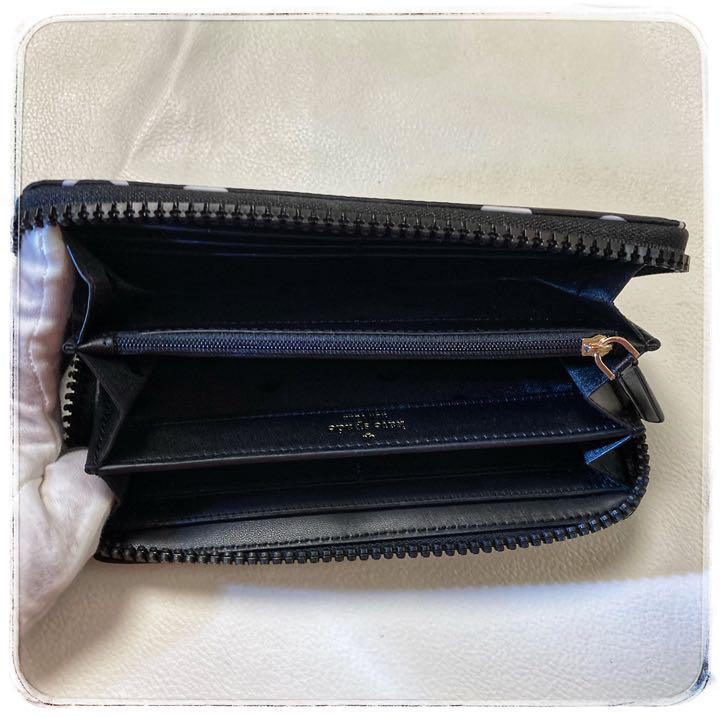 があって 未使用品 黒リボン柄 ラッキーアイテム pRBwg-m44608843612 katespadeNewYork 長財布 ☺ブランド