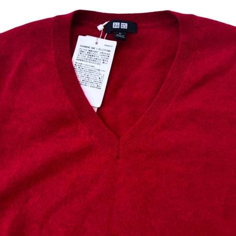 ND549ね@ UNIQLO 新品タグ付き カシミア100 Vネックセーター L
