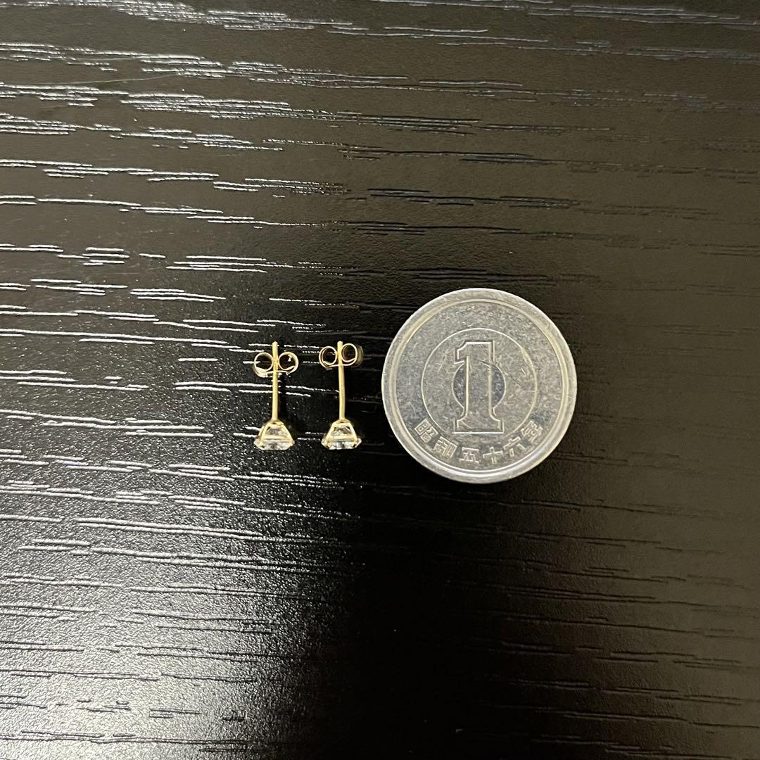 さとるちん☆アバランチ 14Kイエローゴールド スタッズピアス 4mm ダイヤモンド 10K ホワイトゴールド ピアス 7mm E15964-10KW