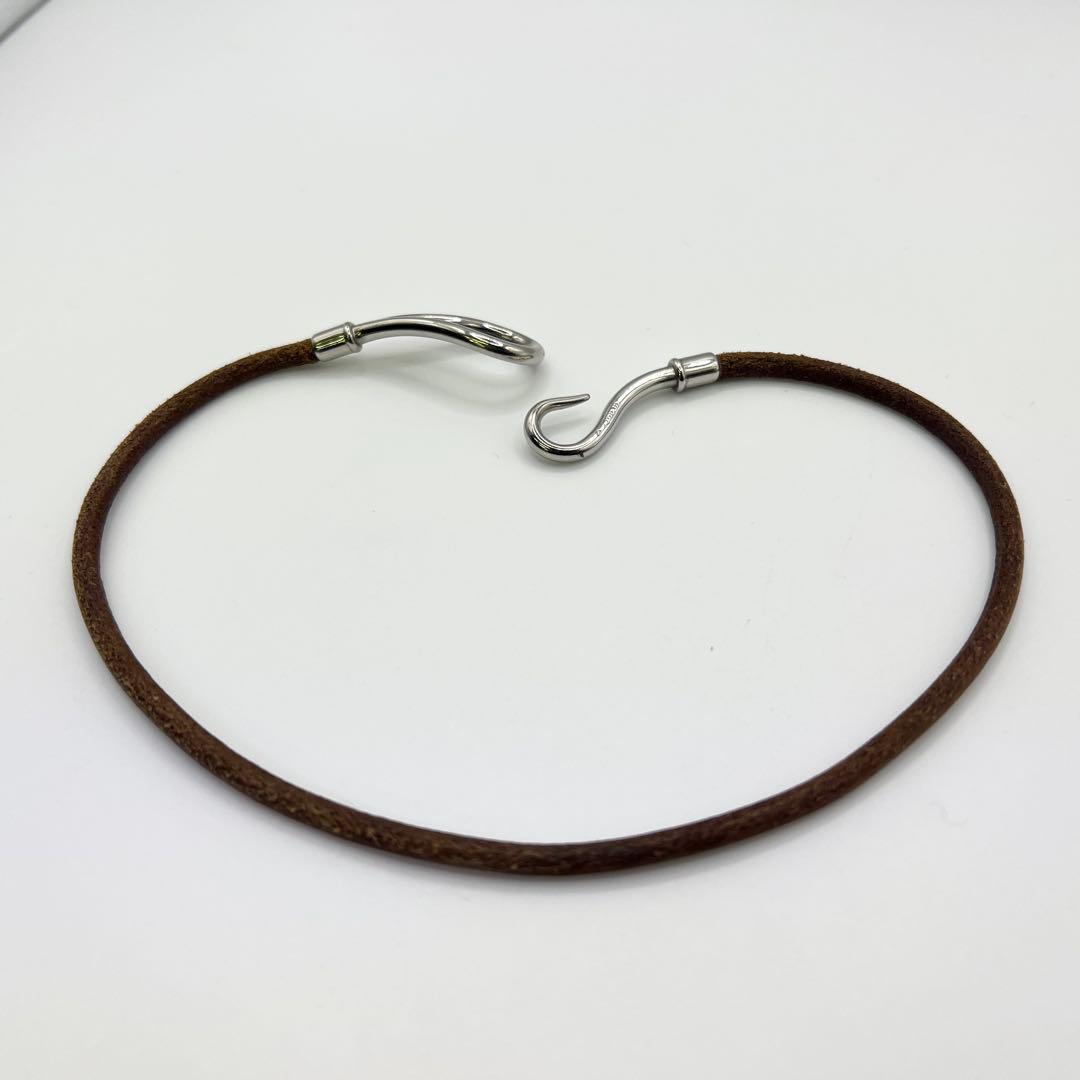 HERMESジャンボ ブレスレット チョーカー シルバー&ブラウン 2連ブレス HERMESジャンボ ブレスレット チョーカー シルバー&ブラウン 2連ブレス