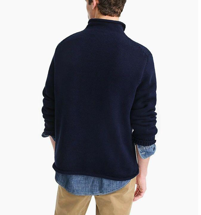 SALE豊富な JCREW ロールネックニット ネイビー Mコットン100% hvYSr-m44632706212 USA 新品 得価NEW