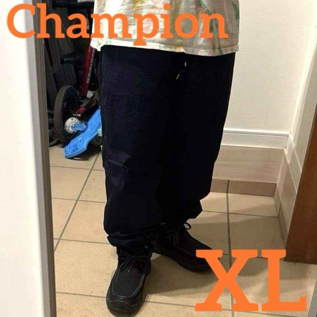美品 Champion チャンピオン ナイロンパンツ バギーパンツ ネイビー 黒