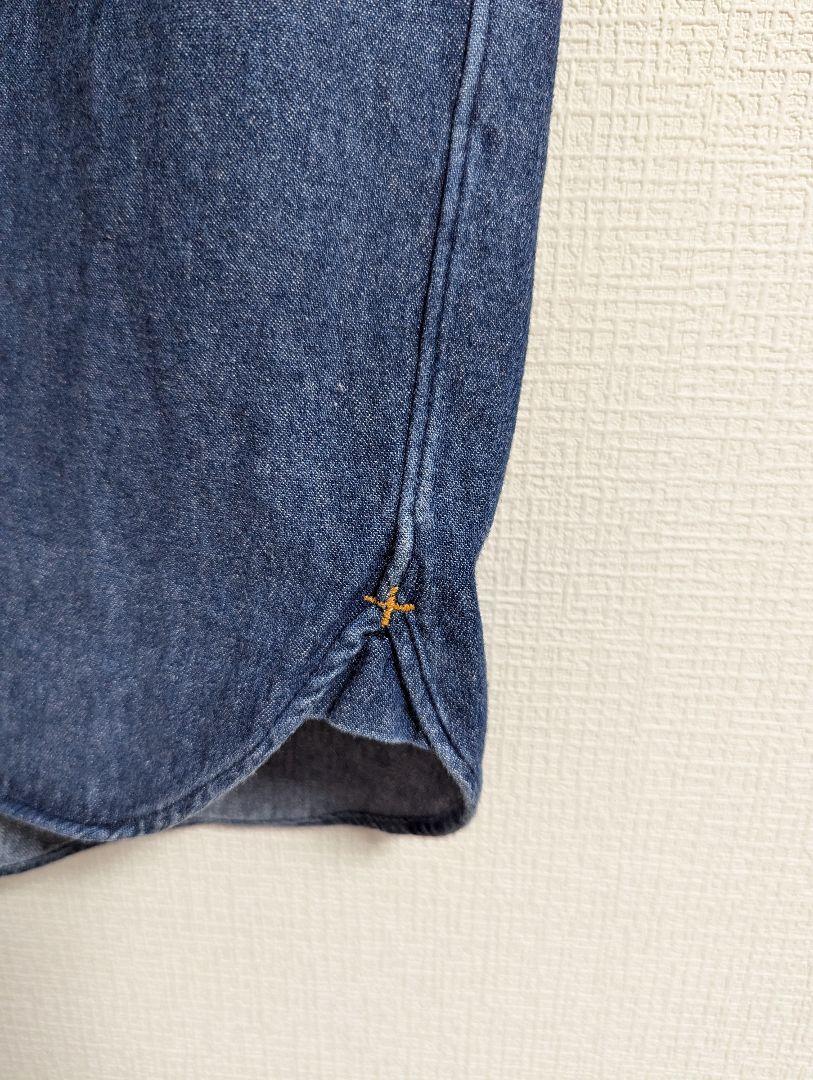 美品　BEAMS PLUS　シャツ　デニム　ラウンドカラー　コーデュロイ襟　M