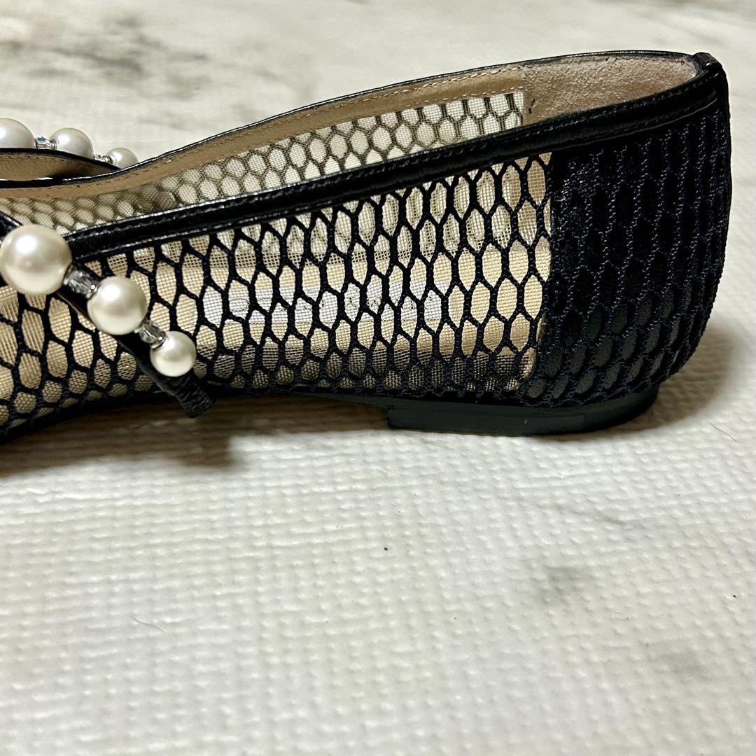 JIMMY CHOO パンプス パール メッシュ ジミーチュウ 37.5 黒