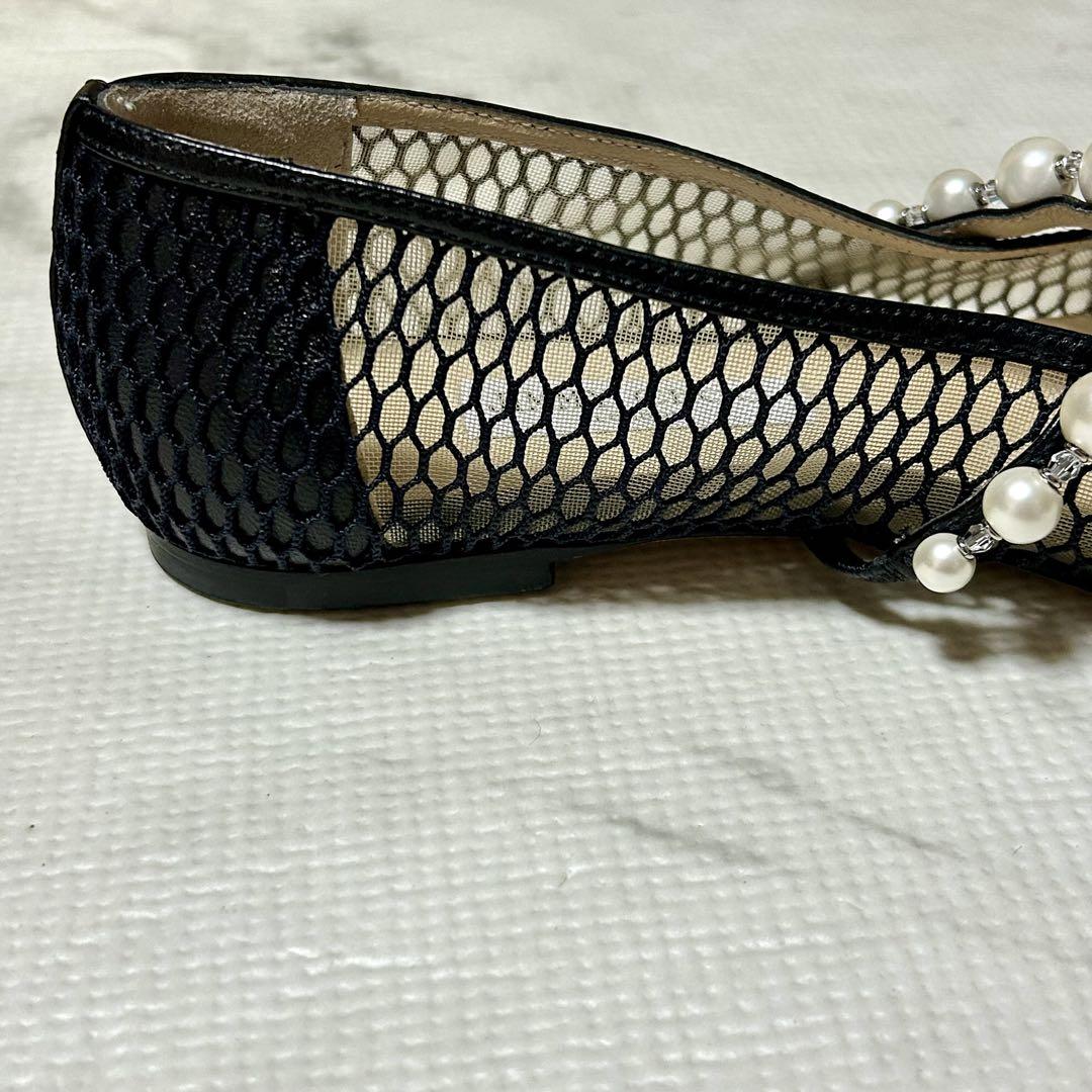 JIMMY CHOO パンプス パール メッシュ ジミーチュウ 37.5 黒