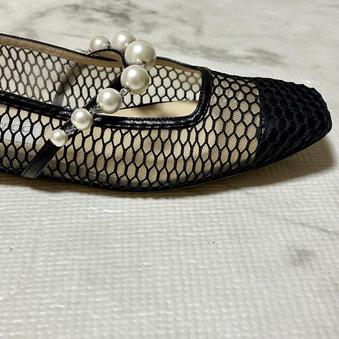 JIMMY CHOO パンプス パール メッシュ ジミーチュウ 37.5 黒