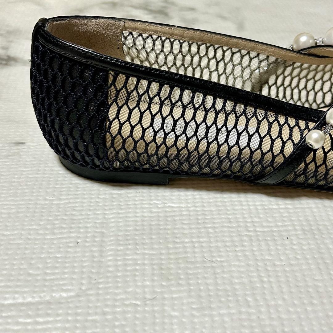 JIMMY CHOO パンプス パール メッシュ ジミーチュウ 37.5 黒