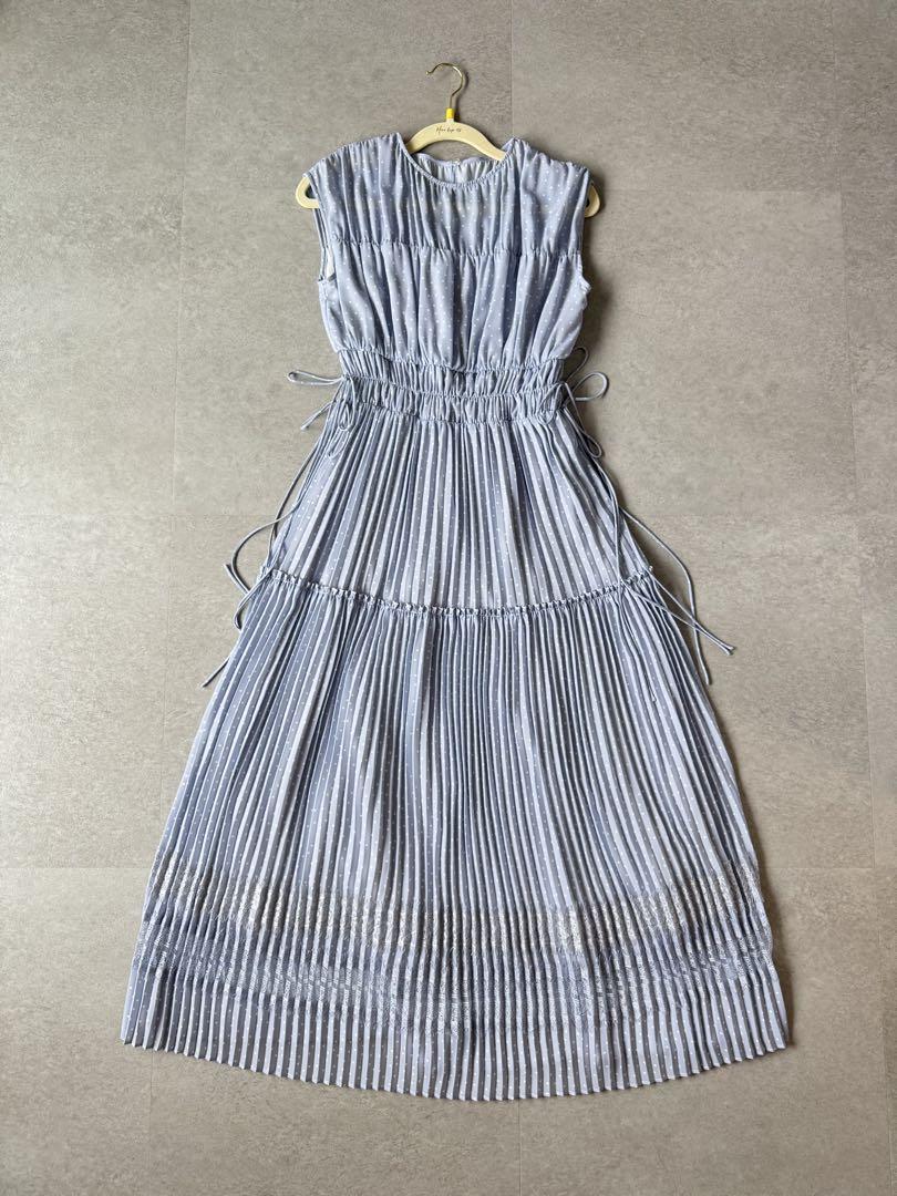 【Herlipto】 Pin Dot Pleated Long Dress