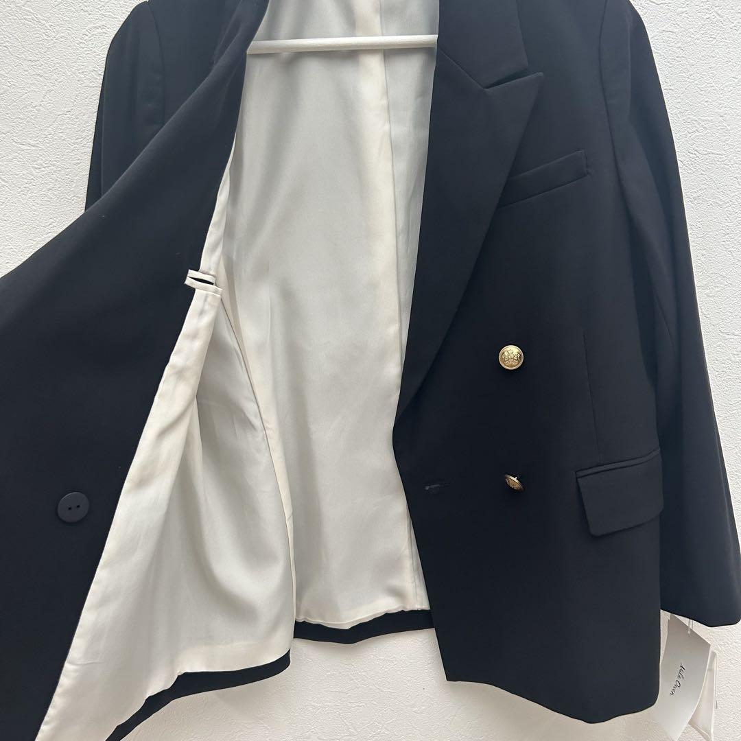 【ミラオーウェン 】新品タグ付き 金釦2サイズダブルブレザージャケット紺ブレS