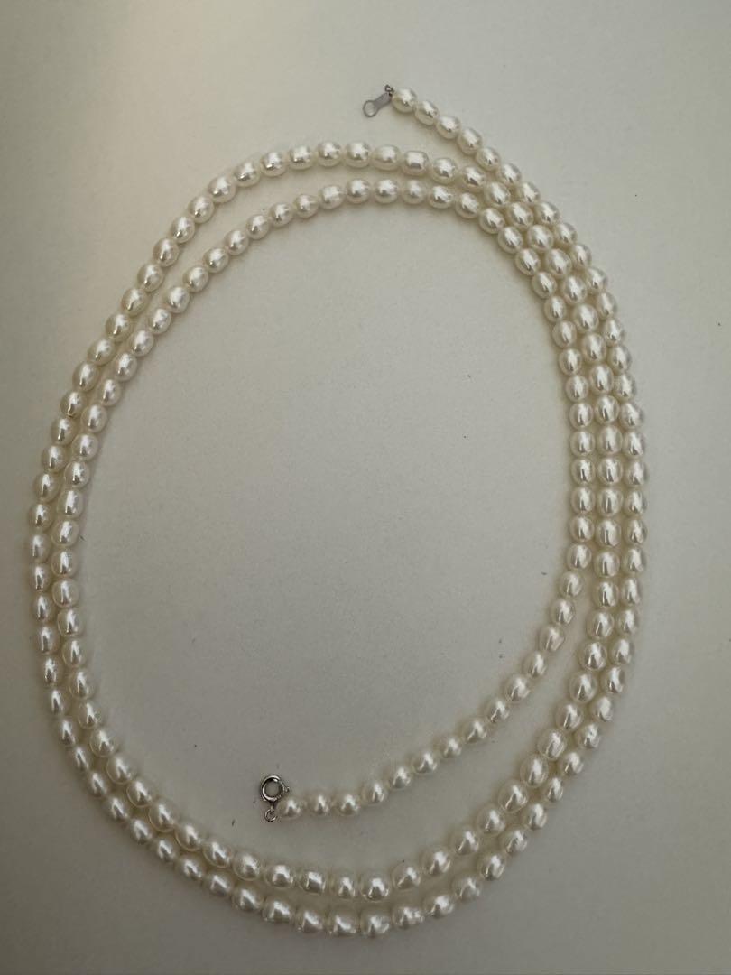 silver925 淡水パール ロングネックレス 124cm - メルカリ