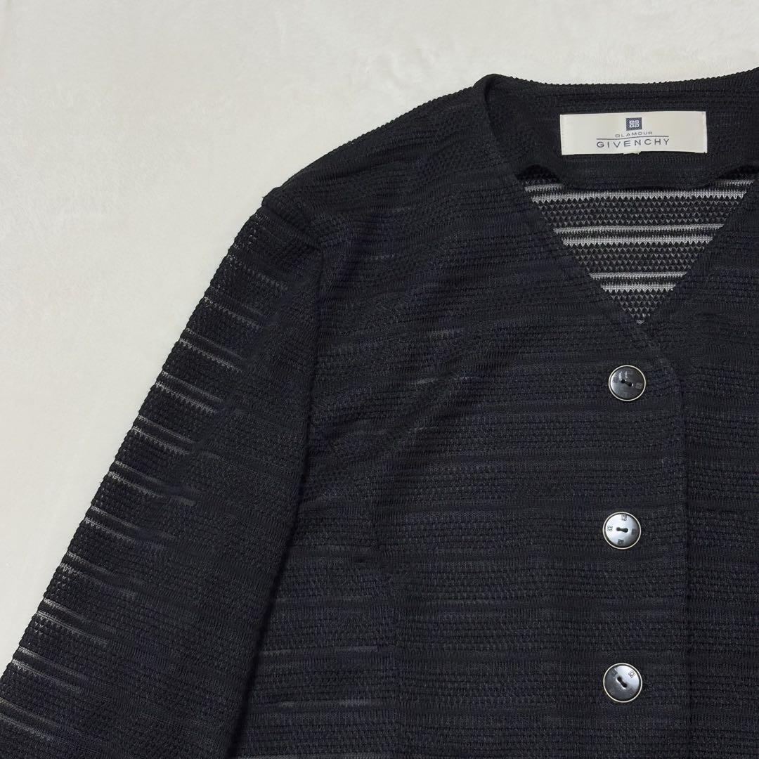 極美品 GIVENCHY メッシュ 編み込み カーディガン 冠婚葬祭 羽織 麻混
