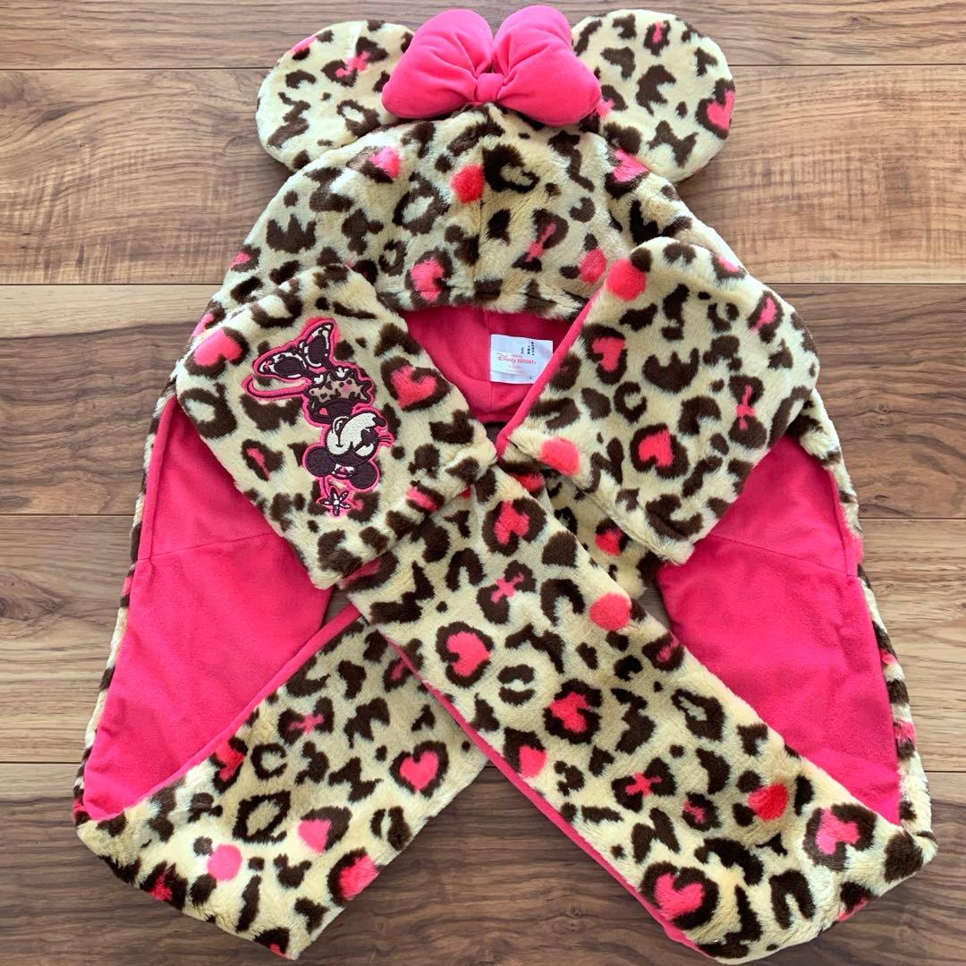 ディズニー ヒョウ柄マフラーファンキャップ ミニーマウス目立った傷や汚れなし