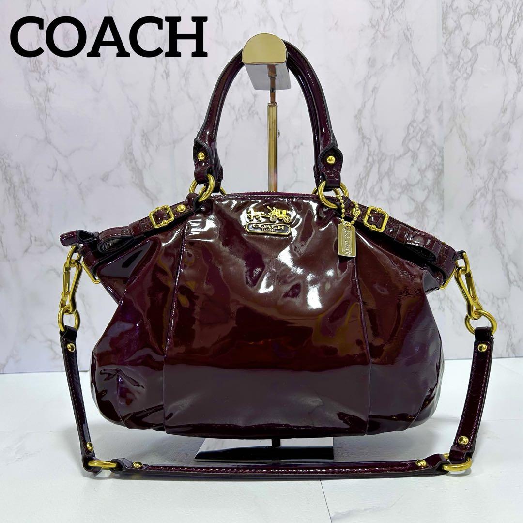 ◎y2k◎ COACH Patent 2way ハンドバッグ Wine Red