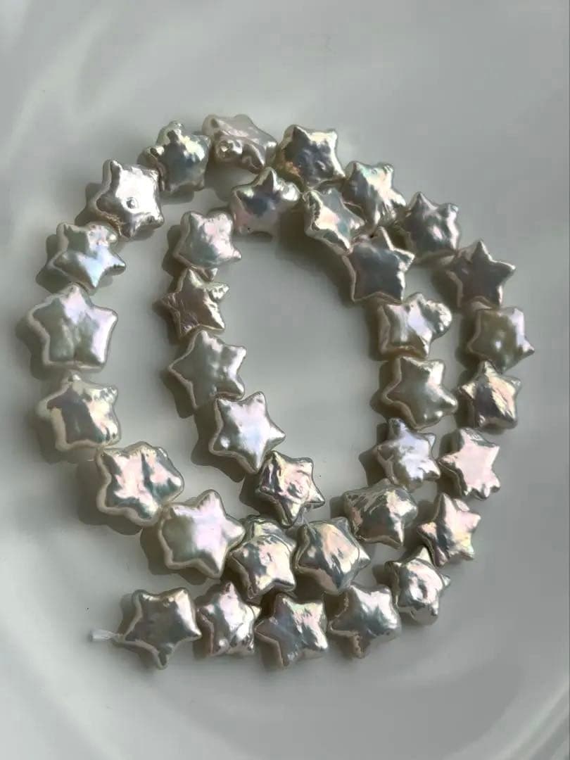 J 56淡水パール メタリック 虹色 シャンパンゴールド 星 バロック