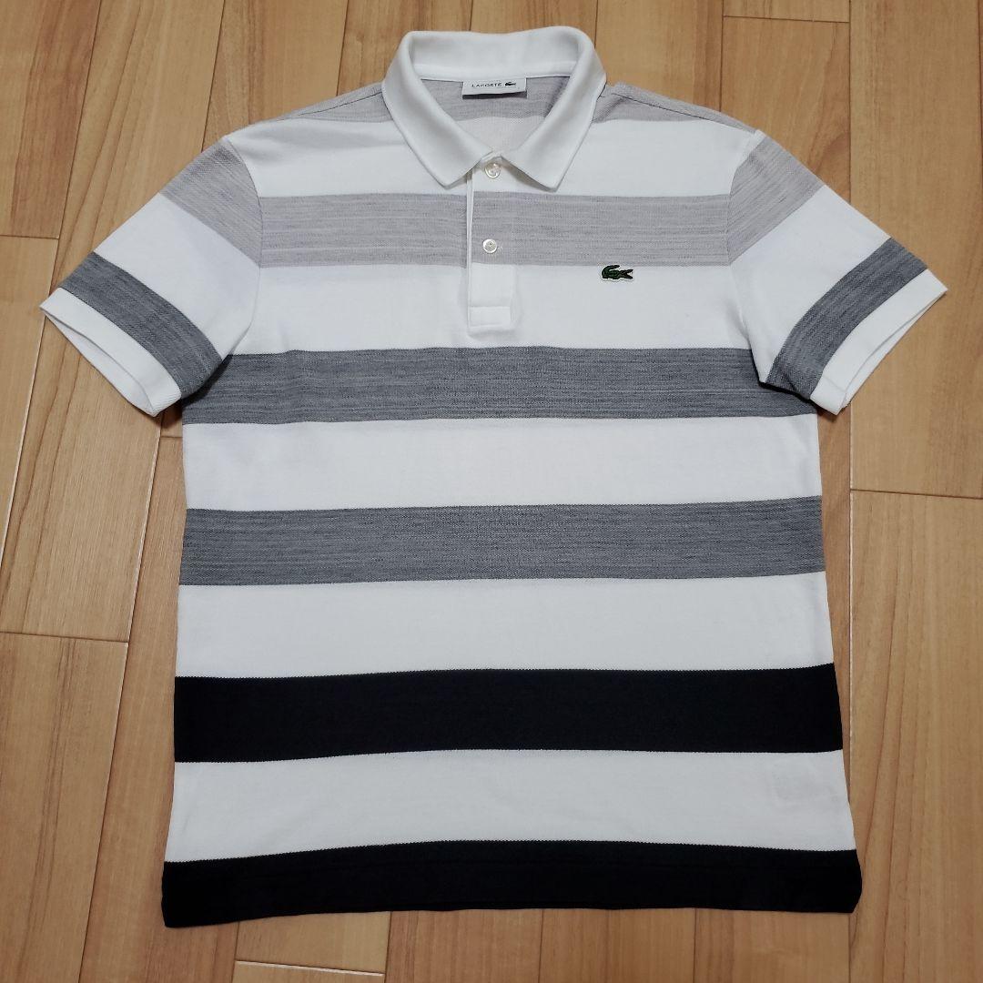 美品 LACOSTE ラコステ グラデーションボーダー ポロシャツ 日本製
