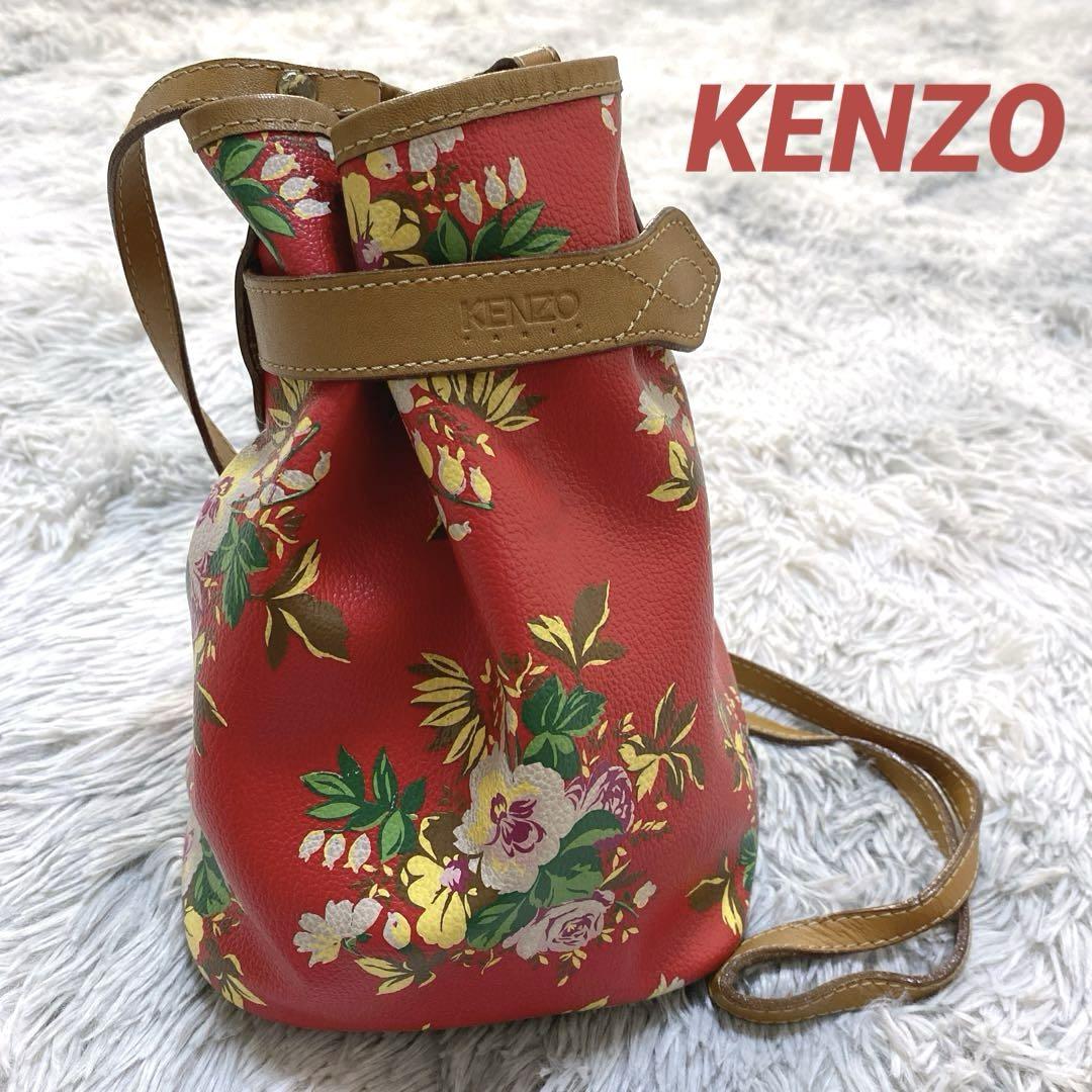レトロ】KENZO ケンゾー ショルダーバッグ 巾着バッグ 赤 - メルカリ