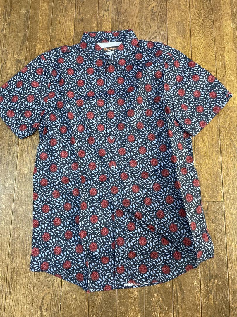 Ben Sherman 花柄 半袖シャツ 黒/赤