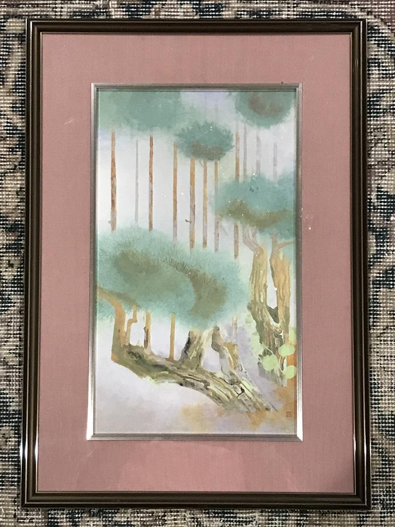 奥村土牛画伯 「北山杉」アートレリーフ 奥村土牛・『北山杉』・アートレリーフ・複製画・No.230316-09