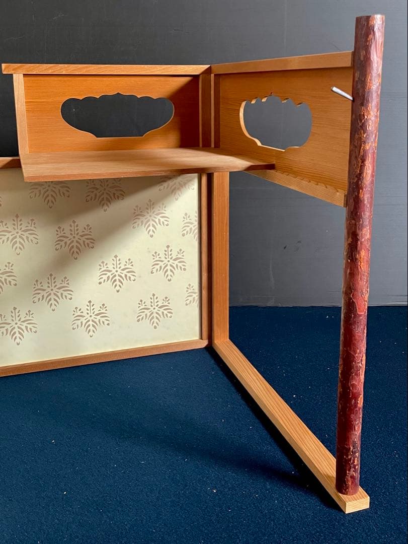 【美品】「母」 表千家 即中斎好 台目棚 桐紋 組立式 紙箱 （826F②）