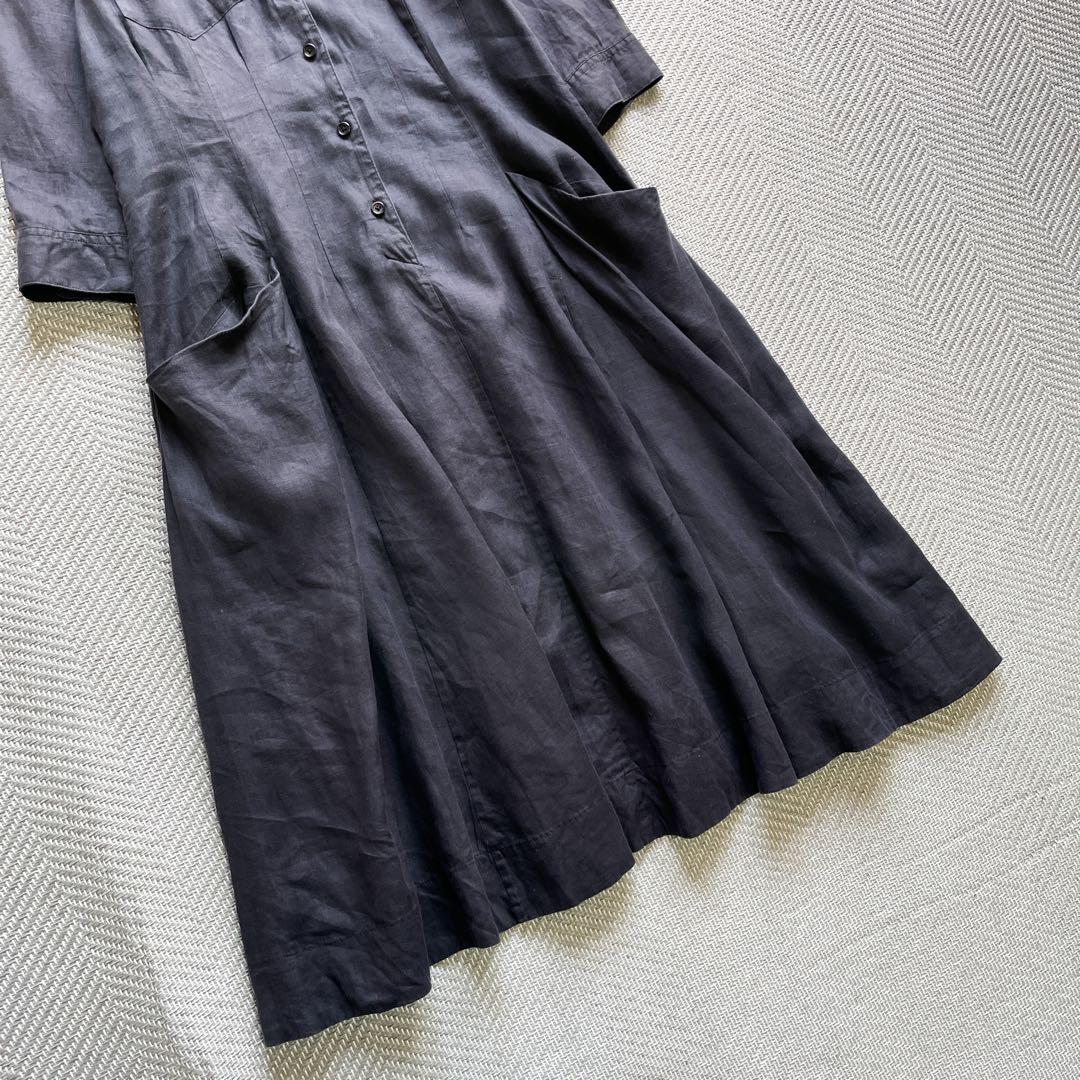 【新発売】今週の市販 美品 マーガレットハウエル リネン100% ドレスシャツワンピース ワンピース