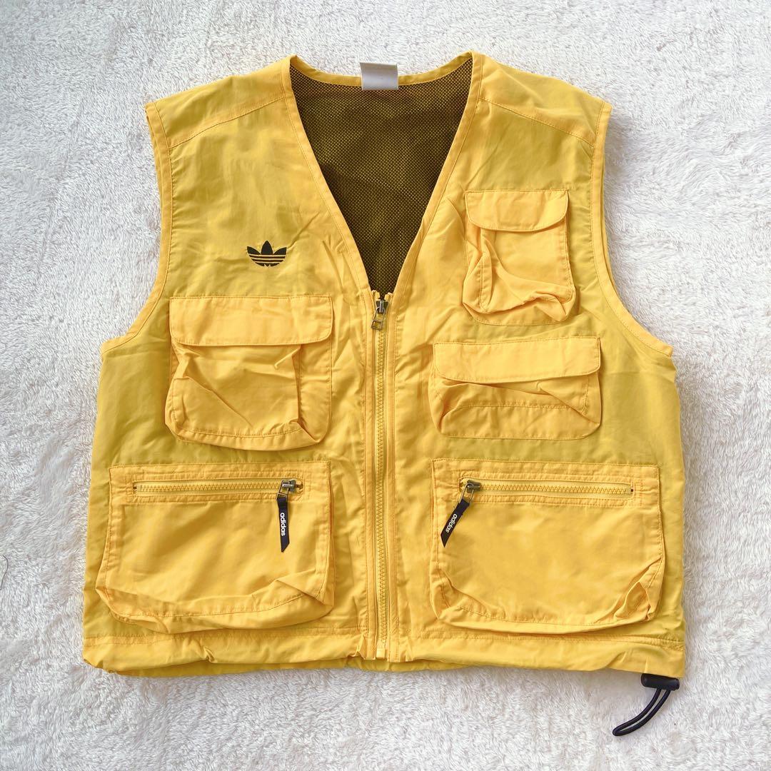 adidas トレフォイル ベスト ノースリーブジャケ L 黄色 vintageトップス