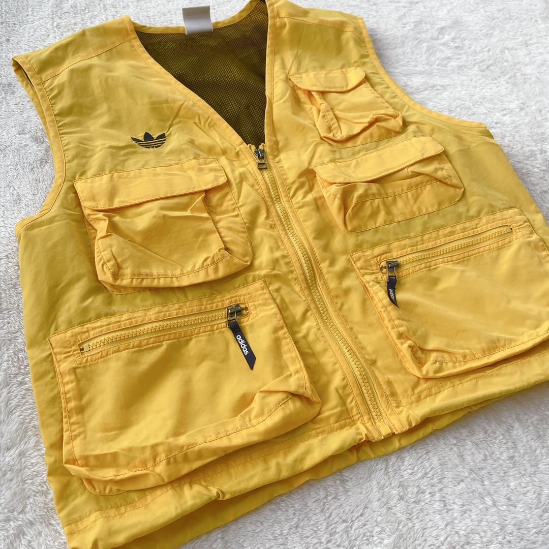 adidas トレフォイル ベスト ノースリーブジャケ L 黄色 vintage