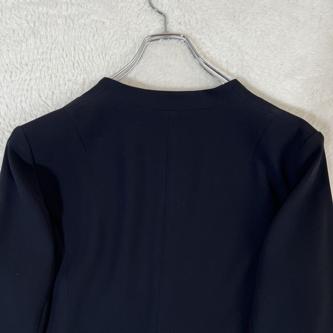 23区✨大きいサイズ ノーカラージャケット Vネック 濃紺 46 3XL 洗える