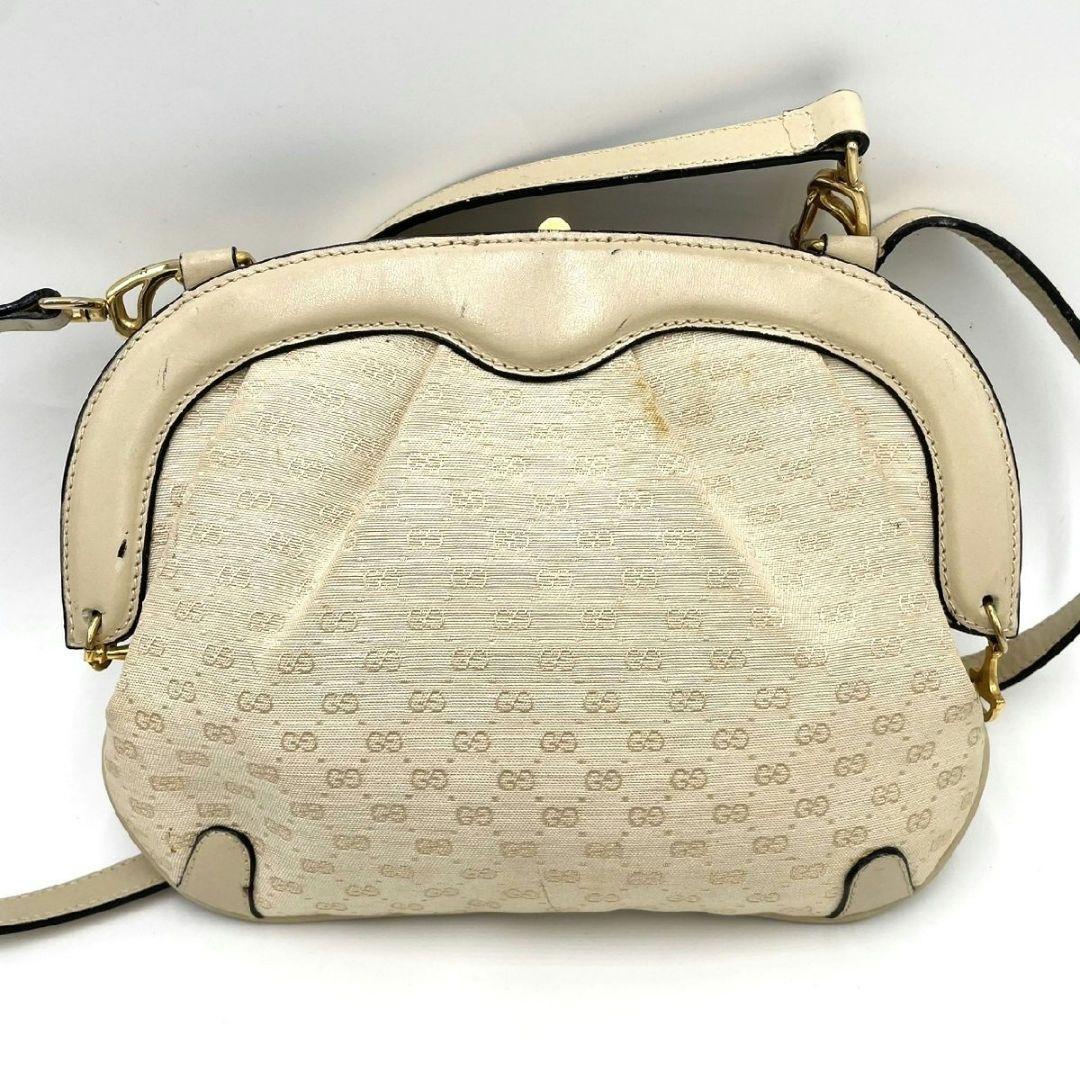 美品 GUCCI ショルダーバッグ 2way がま口 GG キャンバス レザー