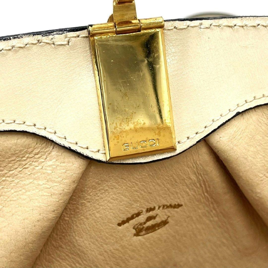 美品 GUCCI ショルダーバッグ 2way がま口 GG キャンバス レザー