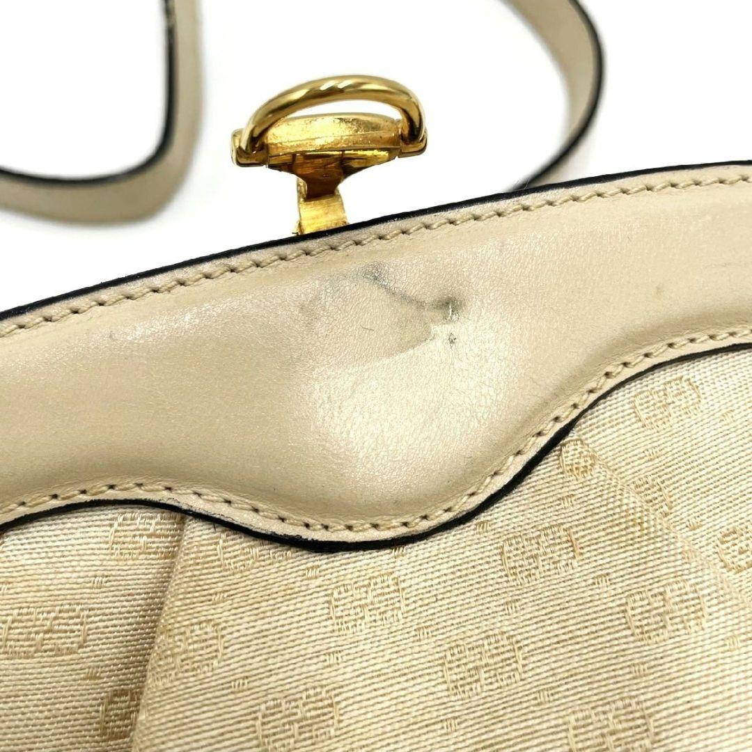 美品 GUCCI ショルダーバッグ 2way がま口 GG キャンバス レザー