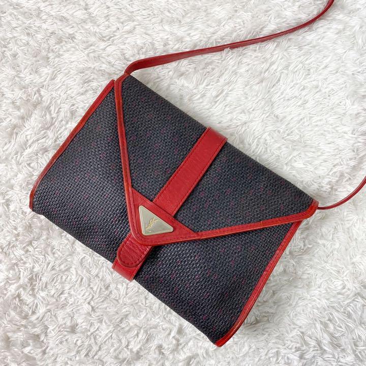 イヴサンローラン ショルダーバッグ YSL 金具 レザー PVC 斜め掛け イヴサンローラン ショルダーバッグ YSL 金具 レザー PVC 斜め掛け