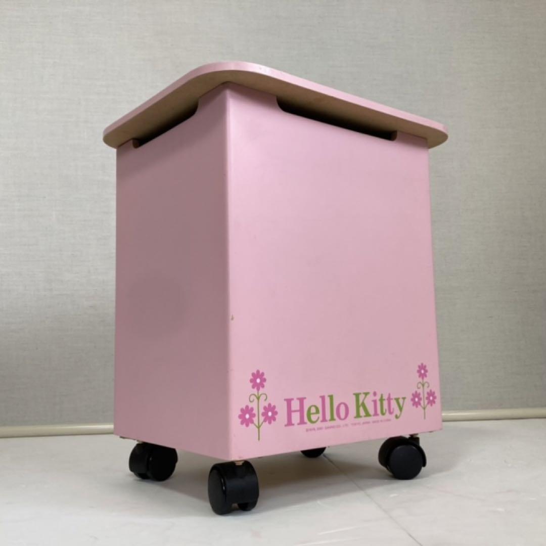 サンリオ ハローキティ 木製 収納ケース テーブル キャスター付 ピンク レトロ