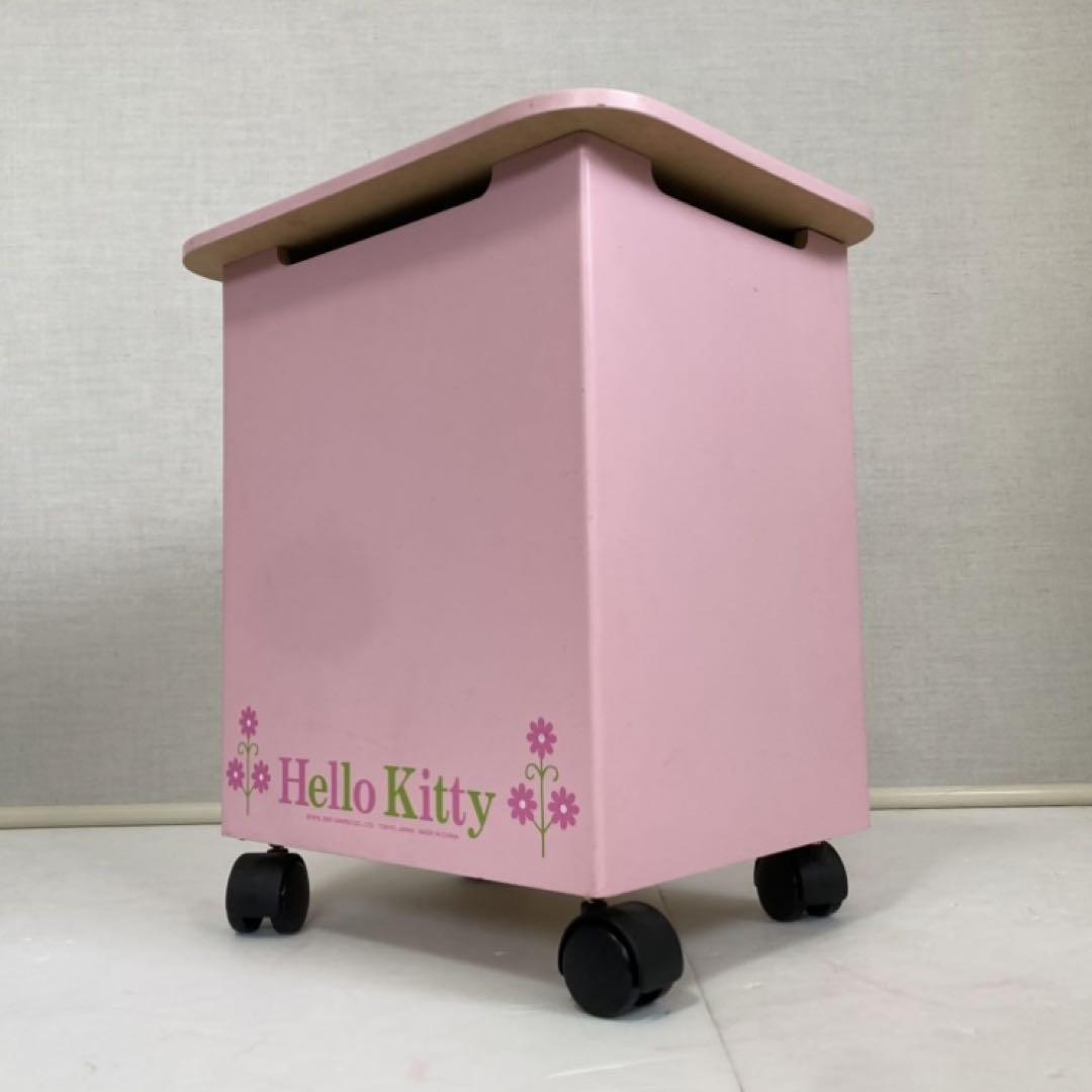 サンリオ ハローキティ 木製 収納ケース テーブル キャスター付 ピンク レトロ