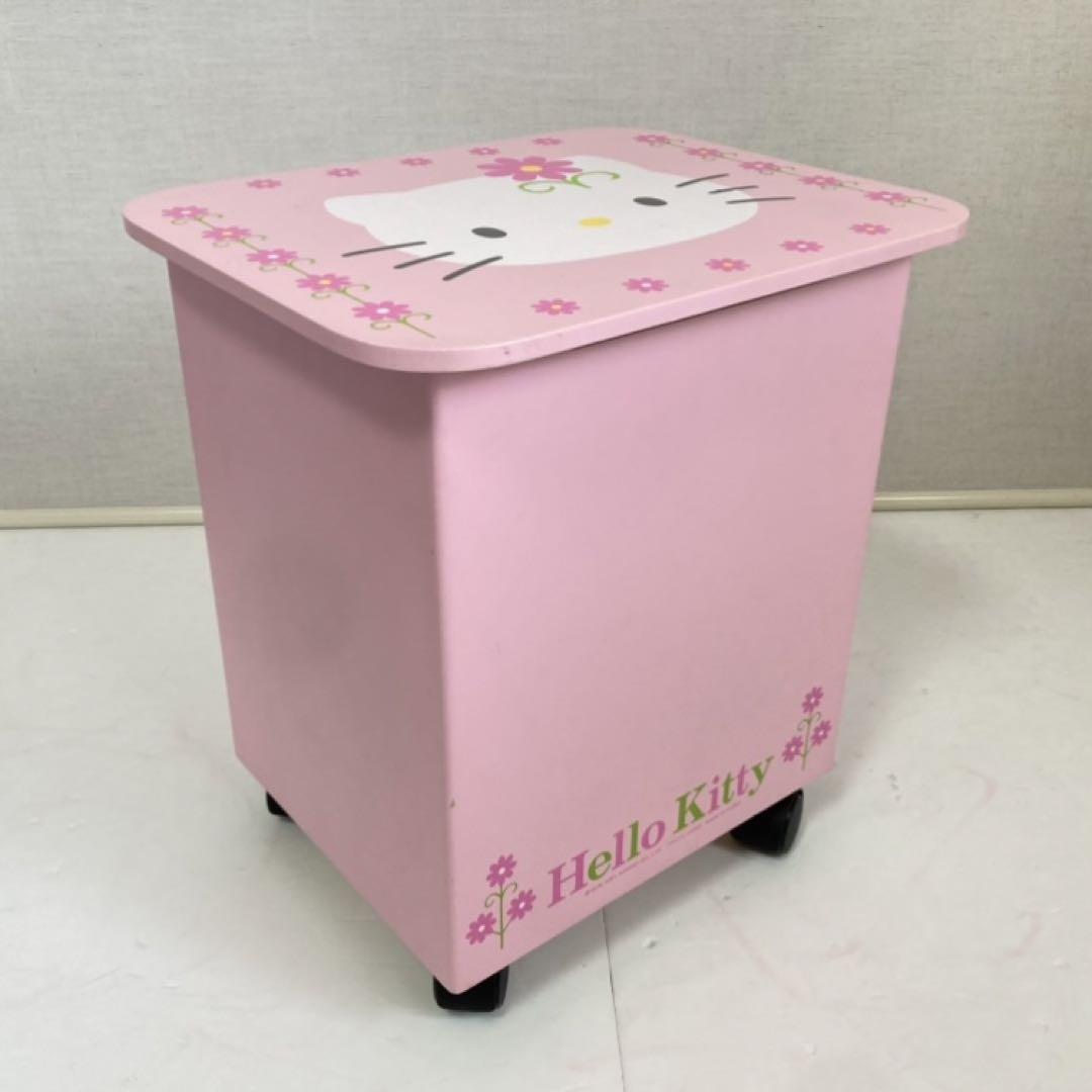 サンリオ ハローキティ 木製 収納ケース テーブル キャスター付 ピンク レトロ
