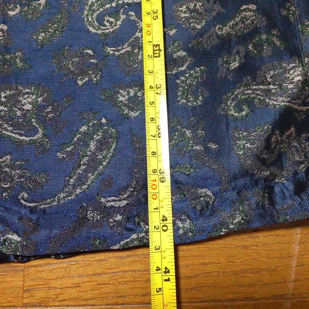 ネイビー ペイズリー柄 ジャガード パンツ キュプラ