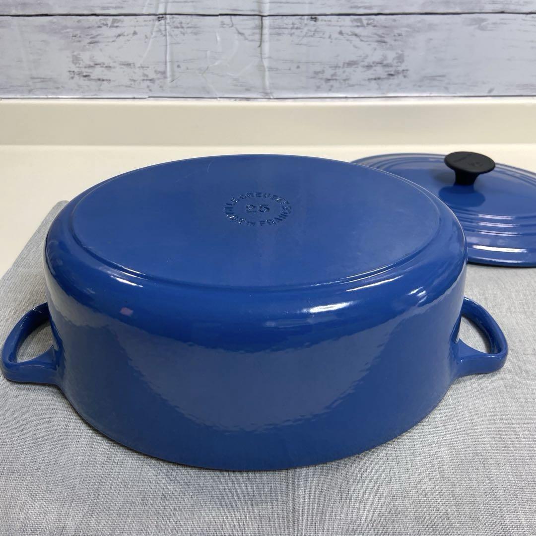 【美品】ルクルーゼ　ココットオーバル 25cmブルー