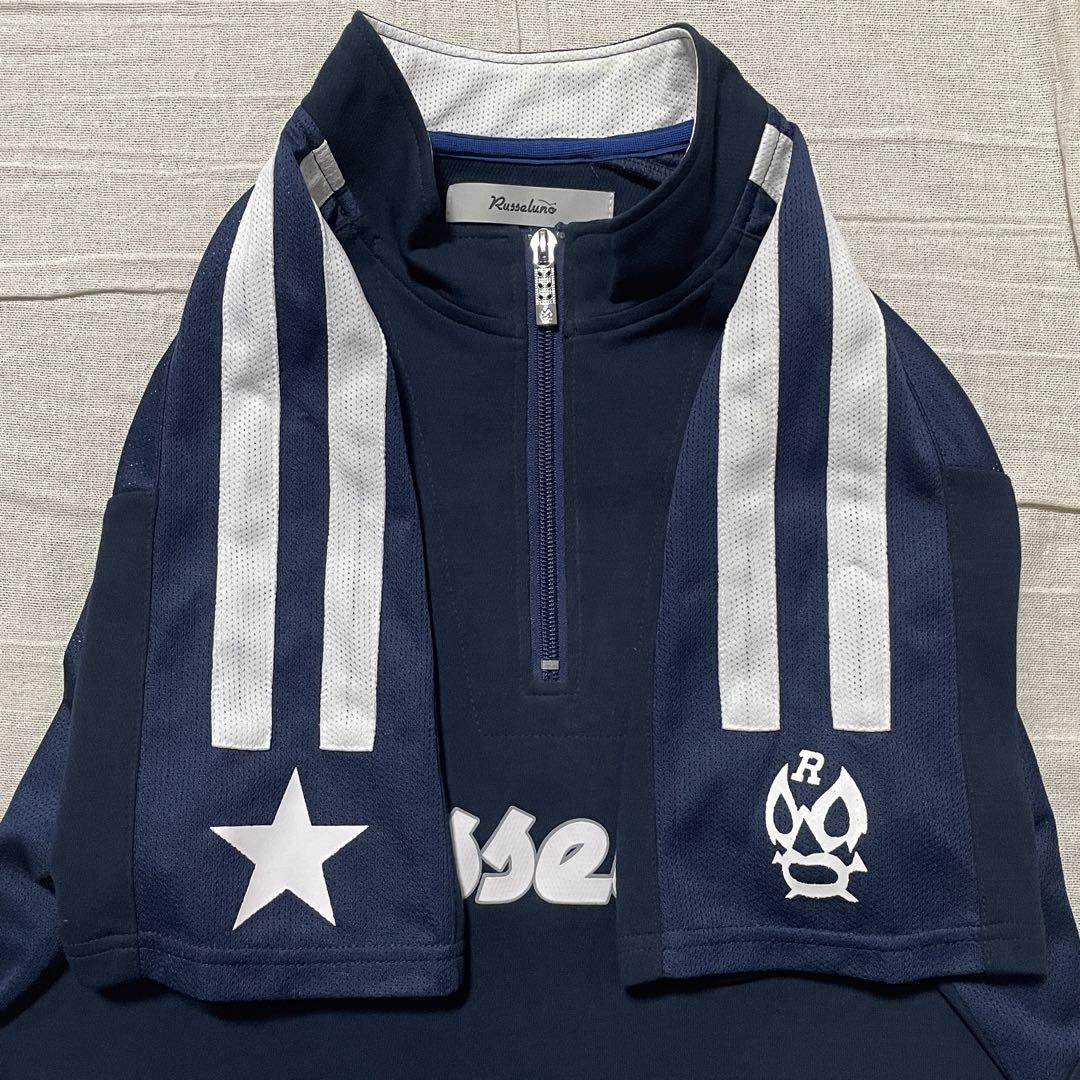 ●ラッセルノ●ハーフジップシャツ ネイビー 白 ゴルフ メッシュ メンズ 5 ○ラッセルノ○ハーフジップシャツ ネイビー 白 ゴルフ メッシュ