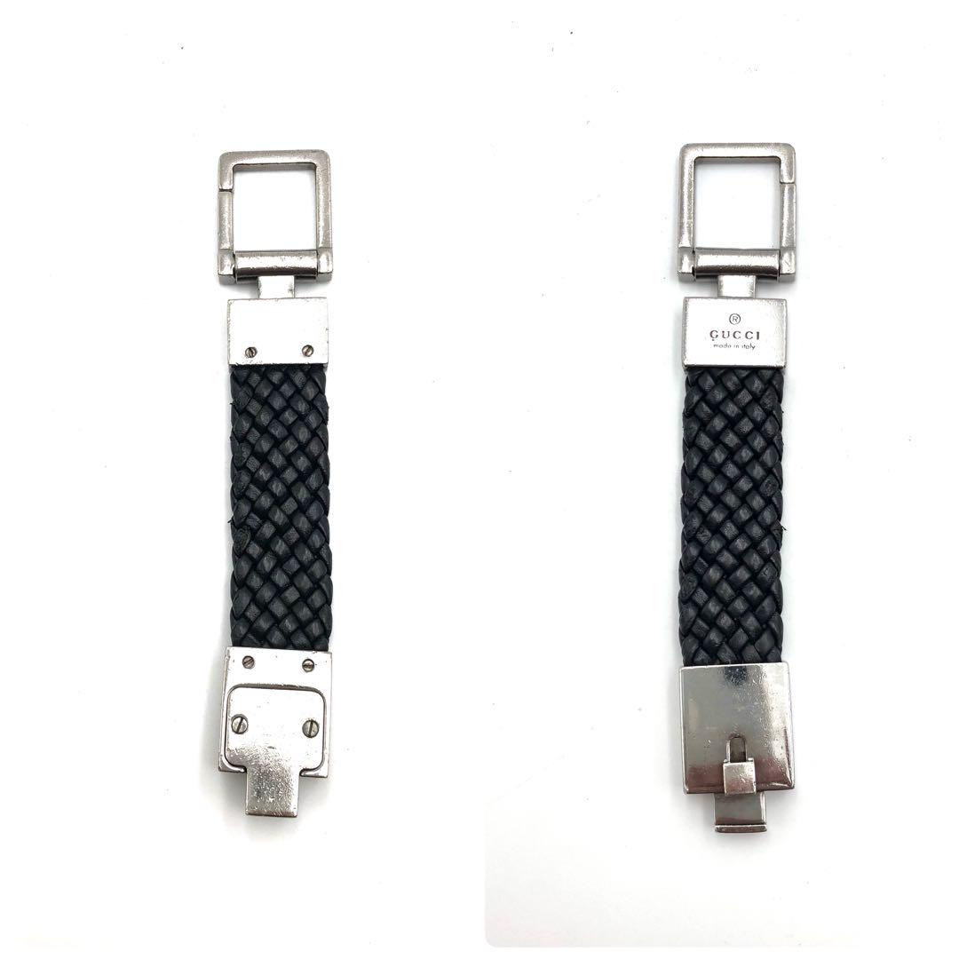 グッチ GUCCI キーリング レザー 編み込み ブラック 黒