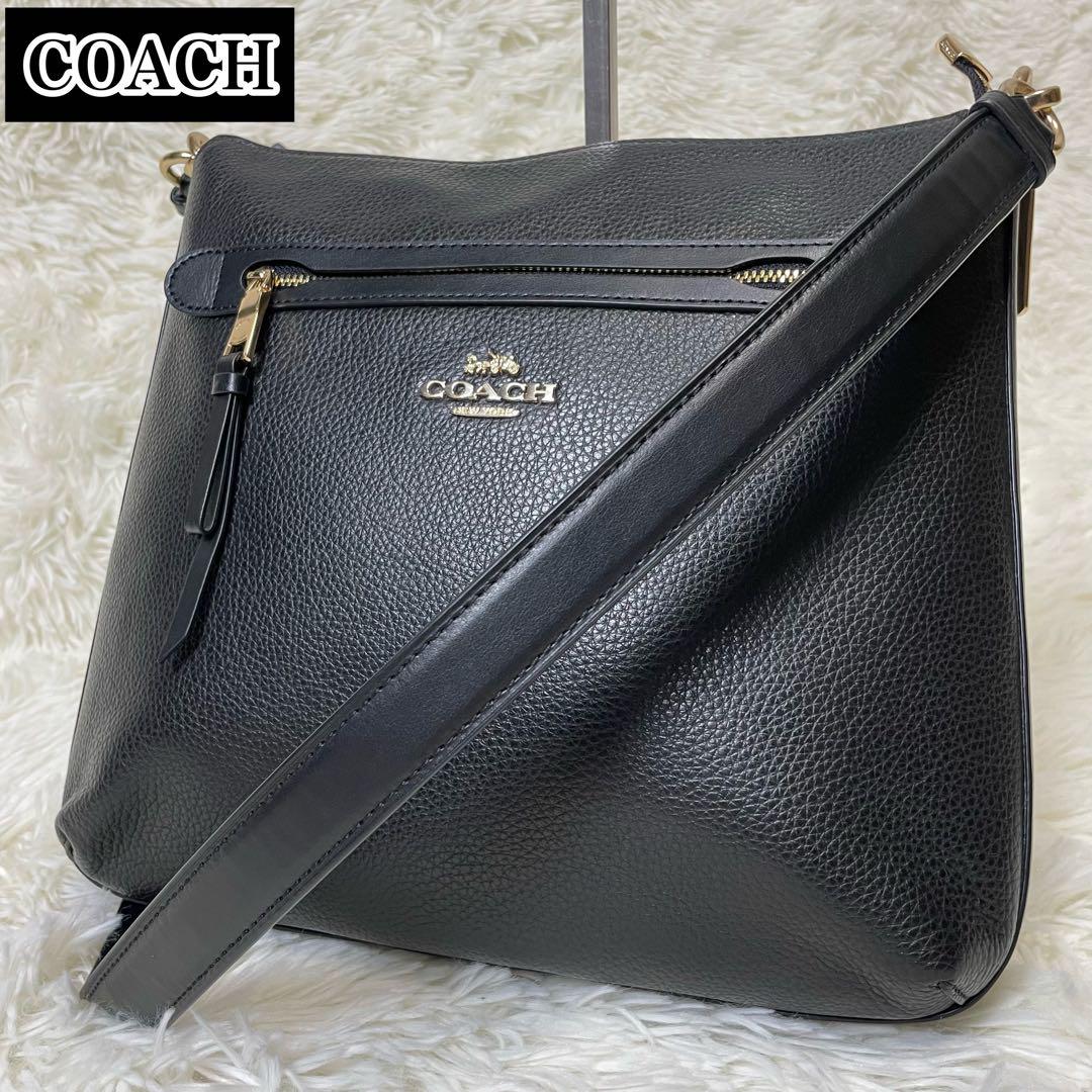 【美品】COACH ボディバッグ クロスボディ レザーブラック 美品 コーチ COACH オールレザー クロスボディバッグ ショルダー