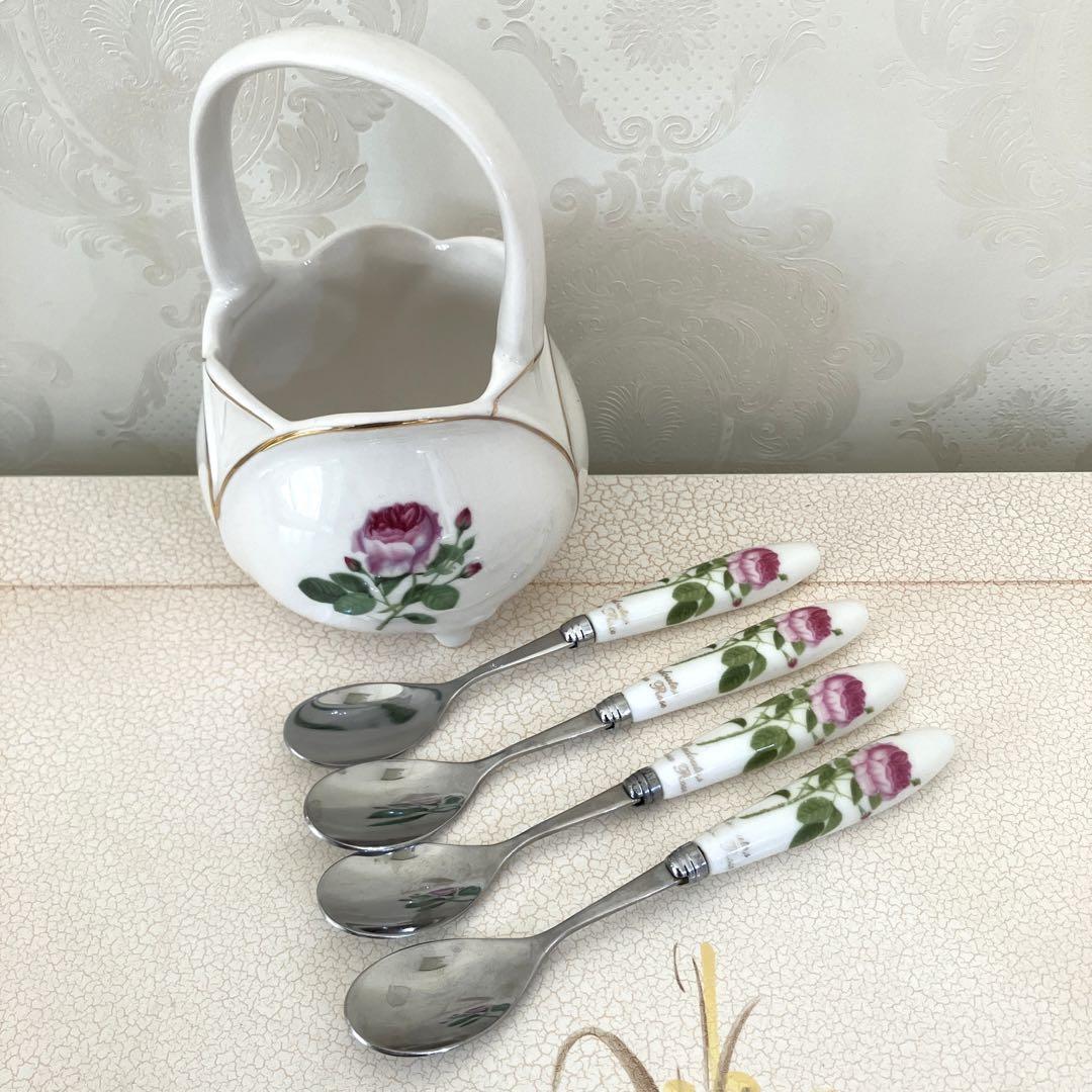 薔薇スプーン4本カトラリーセット新品未使用品
